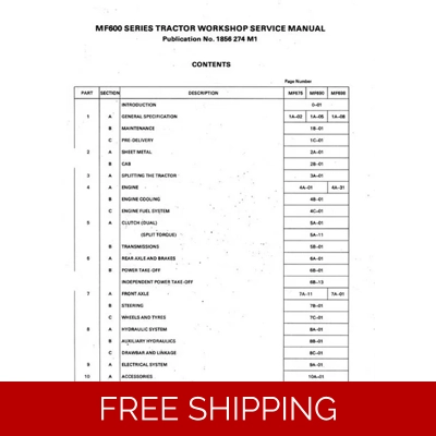 MASSEY FERGUSON 675 690 698 DEALERS WORKSHOP MANUAL